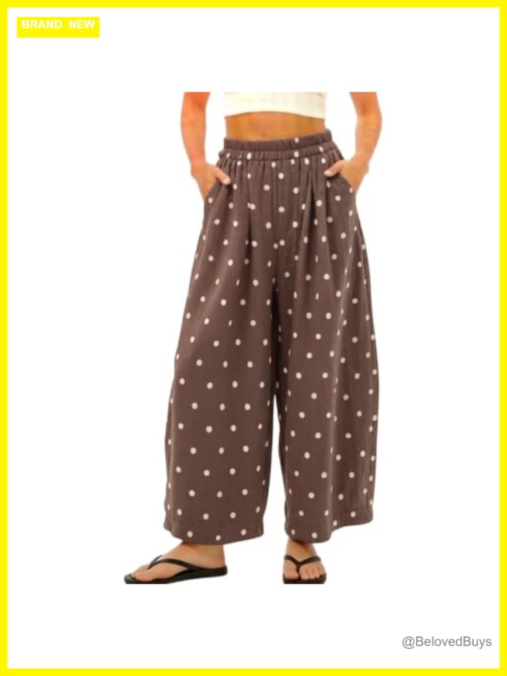 Women's Polka Dot Palazzo Pants High Rise Wide Leg Elastic Waist Beach